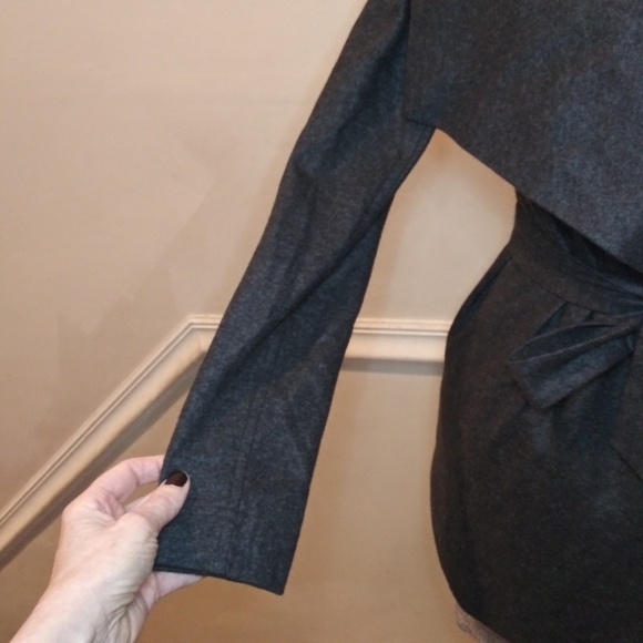 ROYL Designer Luxury Loungewear Charcoal Gray, 100% Italian Cashmere Wrap Jacket - Picture 6 of 13